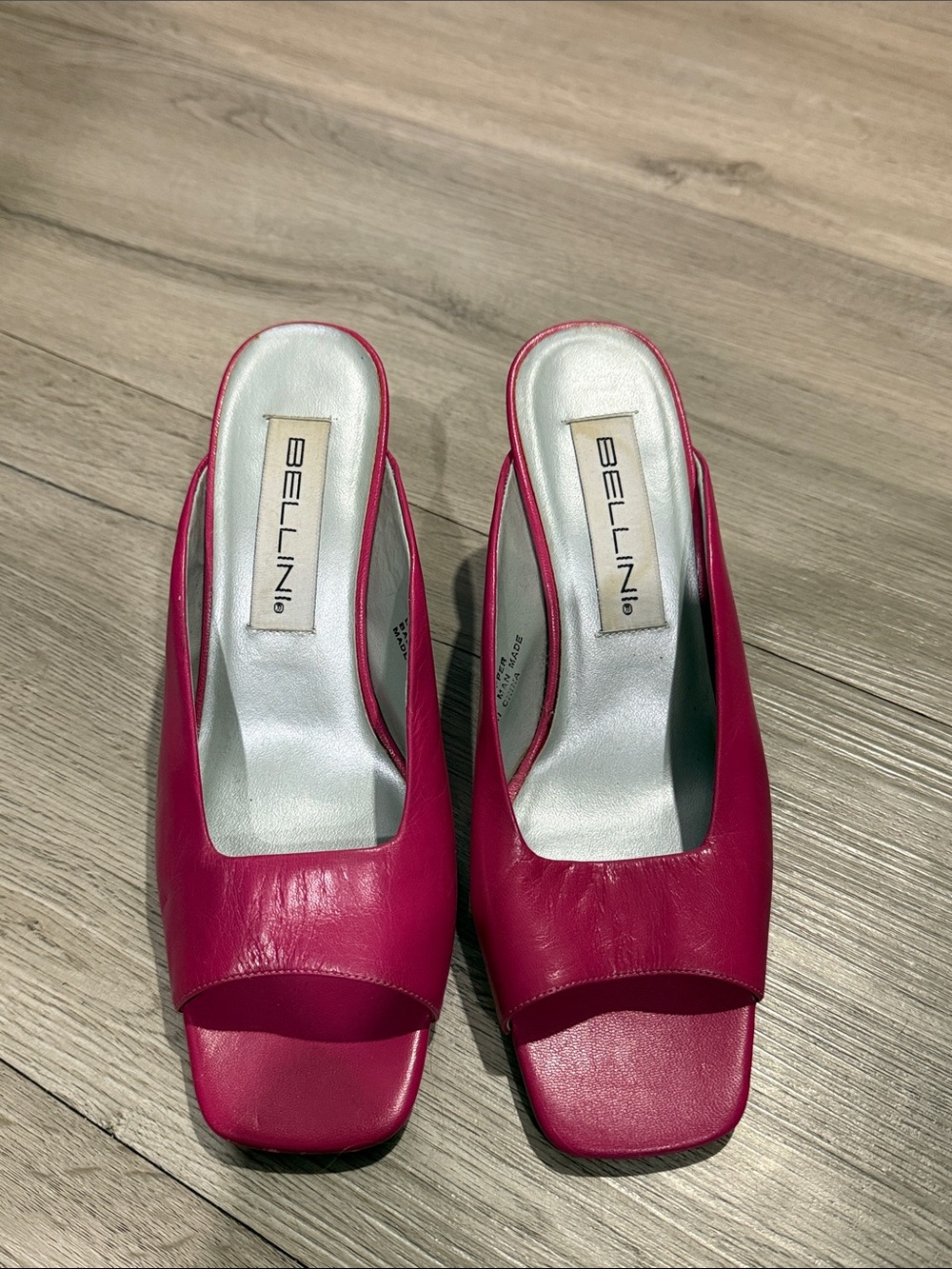 Bellini Hot Pink Open-Toe Square Mule Heels